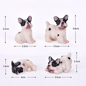 Mua Combo 04 mô hình chó Bulldog đốm đen trắng dễ thương dùng trang trí tiểu cảnh  terrarium  móc khóa  DIY