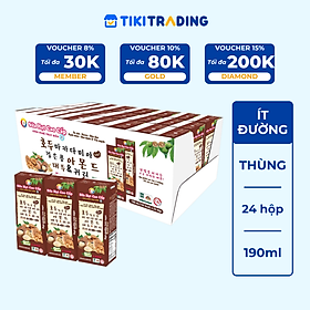 Sữa hạt cao cấp Óc chó-Macca-Đậu đen-Hạnh nhân-Đậu nành & Yến mạch ít đường 190ml (24 hộp/thùng)