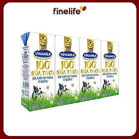 Sữa tươi tiệt trùng Vinamilk 100% ít đường lốc 4x180ml-3338216