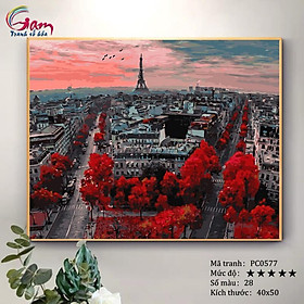 Tranh sơn dầu số hóa tự tô màu phong cảnh châu Âu - Mã PC0577 Paris hoa lệ