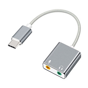 USB Type C External Stereo Sound Card Audio Adapter with 3.5mm Headphone and Microphone Jack for Windows, Mac, PC, Laptops