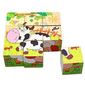 HOT SALE-Đồ chơi gỗ - Tranh ghép 6 mặt 3D cho bé sáng tạo