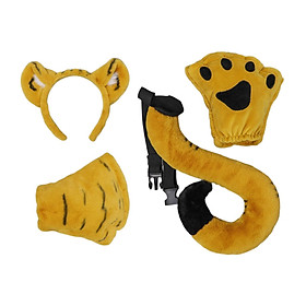 Tiger Costume Set Hair Accessory Tail Halloween Cosplay Party Hair Hoop Ears Headband for Holiday Halloween Themed Parties Decor Accessories
