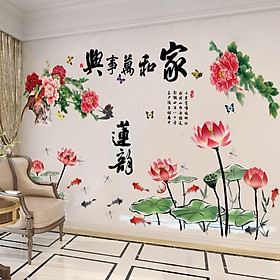 DECAL DÁN TƯỜNG HOA MẪU ĐƠN VÀ SEN PHONG THỦY
