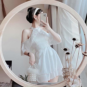 Đầm Dự Tiệc Dáng Xòe Cổ Yếm Tròn Rớt Vai Điệu Đà BY8338