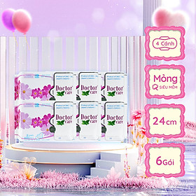 Combo 6 Băng vệ sinh thảo dược Doctor Care, BVS ban ngày 24cm siêu khô thoáng cả ngày dài