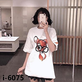 Áo Thun Nữ Unisex Hoạt Hình Con Nai Mắt Kính Màu Trắng ANT-6075