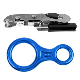 35KN Figure 8 Climbing Rappelling Ring Belay + Self-Braking Stop Descender