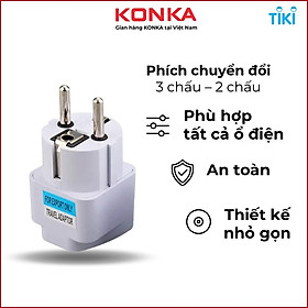 Mua Phích cắm chuyển đổi 3 chân sang 2 chân  ổ cắm chuyển đổi 3 chấu nguồn 220V phù hợp mọi loại đầu cắm - Hàng chính hãng