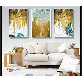 Mua Tranh canvas treo phòng khách trừu tượng hiện đại 40x60 bộ 3 tranh