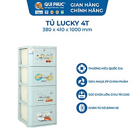 Mua  Chính hãng Qui Phúc  Tủ nhựa LUCKY 4 tầng  nhựa chính phẩm 100% an toàn dành cho gia đình và trẻ em - Bear & Mom - Ngọc