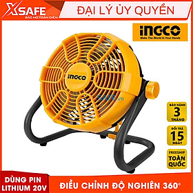 Quạt dùng pin Lithium 20V INGCO CFALI2002 hai tốc độ Quạt công nghiệp điều chỉnh độ nghiêng 360°(không có pin và sạc)