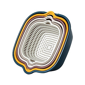 Mua Rổ Nhựa Vuông Tròn Đựng Rửa Thực Phẩm Rau Củ Nhà Bếp - Set 6 ( 3 Rổ 3 Chậu )