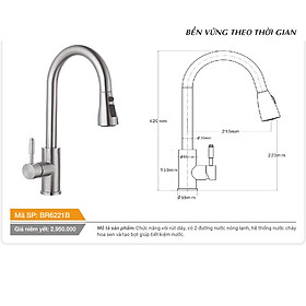 Mua Vòi rút dây cổ tròn nóng lạnh inox Tundo BR6221B Boss 420*55*220 mm