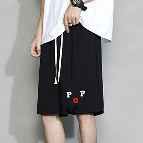 Quần short thun unisex nam ống rộng màu đen có bigsize đến 100kg