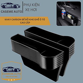 Khay Đựng Đồ Đa Năng Gắn Khe Ghế Ngồi Xe Hơi Tiện Dụng - Chất Liệu Nhựa ABS Vân Carbon Đựng Cốc , Điện Thoại Tiện Ích - Hàng Nhập Khẩu