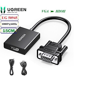 Cáp Chuyển VGA sang HDMI+Audio Ugreen 60814/50945 Chính hãng CM513 ( cổng trợ nguồn USB C)  hàng chính hãng