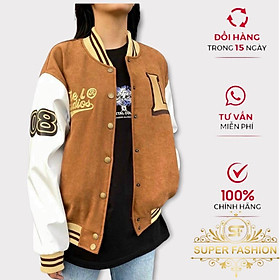 Hình ảnh Áo Khoác Nữ Bomber Vải Nhung Tăm IN Chữ Phối Màu Trẻ Trung Hiện Đại Hot