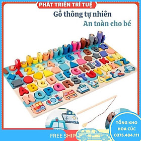 Bộ Đồ Chơi Câu Cá Xếp Hình , Số Và Chữ 6 Trong 1 Phát Triển Tư Duy Cho Bé - Đồ Chơi Gỗ Thông Minh - Vận Chuyển Miễn Phí Toàn Quốc