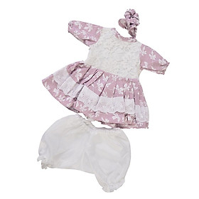 Printed Princess Dress Shorts Headband for Newborn Baby Girl Doll Clothing