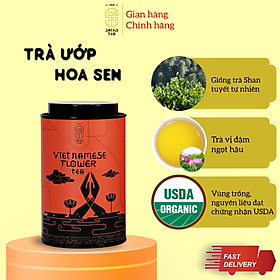 Trà sen Bách Diệp PVFT0075 SACHS TEA 1773 chè hữu cơ thái nguyên ướp hoa sen cao cấp 75g/hộp