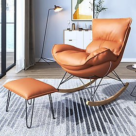 Mua Ghế Lười Thư Giãn Cao cấp Bọc Nỉ Da PU Bền Đẹp - Thư Giãn Đọc Sách Bập Bênh Kèm Đôn Khung Thép Chân Gỗ Bạch Dương GHT001 Giao màu ngẫu nhiên