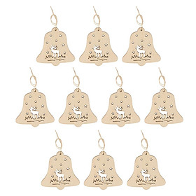 10 Pieces Assorted Wooden Hollow Bell Christmas Tree Ornament  Hanging Decoration Gifts Tag with String