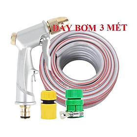 Bộ dây vòi xịt nước rửa xe, tưới cây . tăng áp 3 lần, loại 3m, 5m 206701 đầu đồng,cút,nối nhựa+ tặng đai