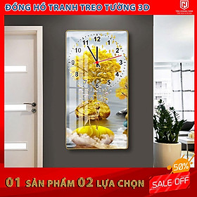 Bộ Decor Tranh Đồng Hồ THN Treo Tường Họa Tiết Đẹp Mắt Bề Mặt Tráng Gương