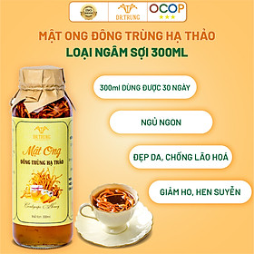 Mật ong Sợi Đông trùng hạ thảo Dr. Trung (300ml) - Loại Ngâm Sợi Sấy thăng hoa - Tăng sức đề kháng, hệ miễn dịch, ngăn lão hóa, , trẻ hóa làn da, hỗ trợ giảm ho, hen suyễn và cải thiện giấc ngủ