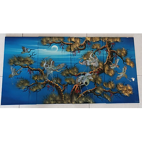 Mua Tranh sơn mài 4 tấm Tùng Hạc vẽ kết hợp cẩn ốc hàng xuất khẩu 50x80 cm trang trí nhà cửa  quà tặng tân gia  khai trương ý nghĩa