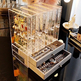 Mua Hộp đựng trang sức 5 khay 3 ngăn kéo loại ngăn mica cao cấp