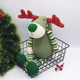 Gấu bông móc len Amigurumi cao cấp - Tuần lộc Donder tai đỏ - SP000248