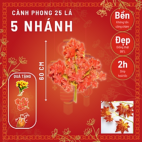 Lá Phong Đỏ Loại 25 lá - cành làm cây phong giả trang trí , decor