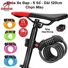 Khóa xe đạp dây lõi thép 5 số dài 120cm Chọn Màu Bộ Khóa Xe Máy Thông Minh