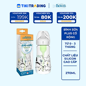 Bình sữa Dr.Brown's Options Plus cổ rộng 270ml PP TQ Dino Designs hình Khủng long