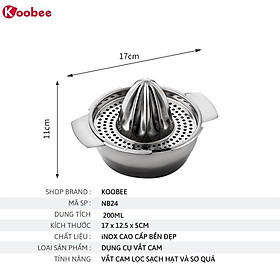 Mua Bộ dụng cụ vắt cam Inox 200ml cao cấp tiện dụng KooBee (NB24)
