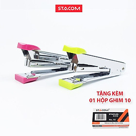  Bấm kim inox số 10 bấm được 12 tờ STACOM/C105 tặng kèm lim bấm C310
