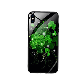 Ốp Lưng Kính Cường Lực cho điện thoại Iphone Xs Max - Cỏ 4 Lá