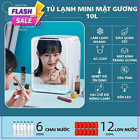 Tủ lạnh mini mặt gương có đèn led đựng mỹ phẩm dung tích 10Lít tiết kiệm điện luceogroup