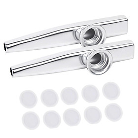 2 Pieces Silver Metal Kazoo With 10 Diaphragms Mouth Flute Harmonica Kids Party Musical Instrument Toys