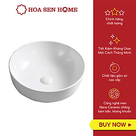 Mua Lavabo đặt bàn TUSLO L006 chất liệu gốm sứ tráng men  lớp phủ Ceramic công nghệ men Nano kháng khuẩn - Hoa Sen Home - Hàng chính hãng