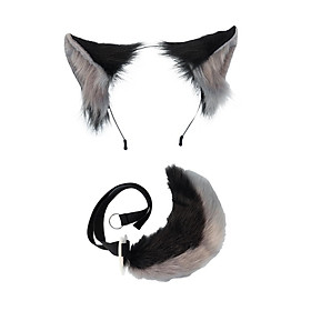 Cats Ears and Long Tail Decor Dress up Plush Hair Hoop Cosplay Set for Children Adults Party Carnival