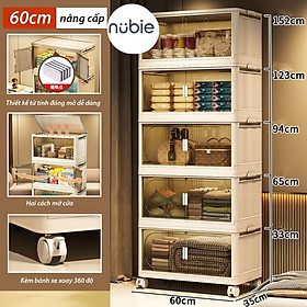 (4/5 Tầng) Tủ Nhựa Gấp Gọn Đựng Đồ, Tủ Nhựa Lắp Ghép Đựng Quần Áo, Kèm Bánh Xe Xoay 360 Độ, Tháo Lắp Dễ Dàng