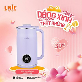 Máy làm sữa hạt đa năng UNIE UMB06 Dung tích 600ml, Nâng cấp 6 tính năng xay nấu,lòng cối dao xay chất liệu inox 304 cao cấp,thiết kế hiện đại,nhỏ gọn,hàng chính hãng.