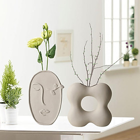 2Pcs Ceramic Flower Vase Minimalist Floral Pot Home Cafe Studio Shelf