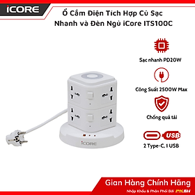 Mua Ổ Cắm Điện Tích Hợp Củ Sạc Nhanh và Đèn Ngủ iCore ITS100C
