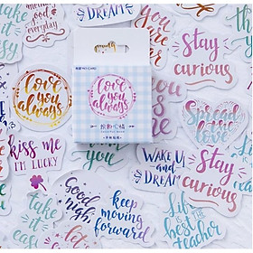 Hộp 46 Miếng Dán Sticker  Hình Chữ Vintage Love You Always Trang Trí Sổ Thiệp