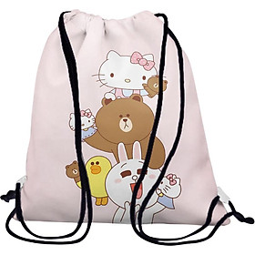 Túi Rút Unisex In Hình Line Friends Và Hello Kitty BDCT614