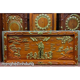 Tranh mừng thọ cụ ông bằng gỗ hương đỏ sơn pu dát vàng cao cấp kt 41×81×3cm 